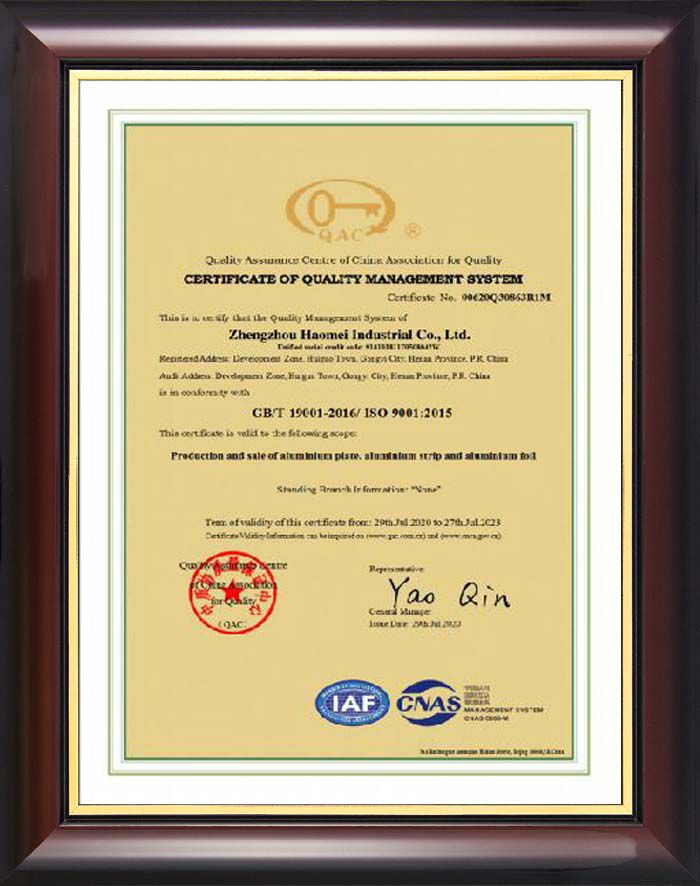 aircraft aluminium certificate