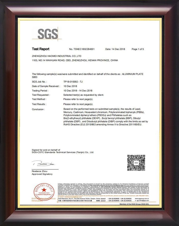 aircraft grade aluminium certificate